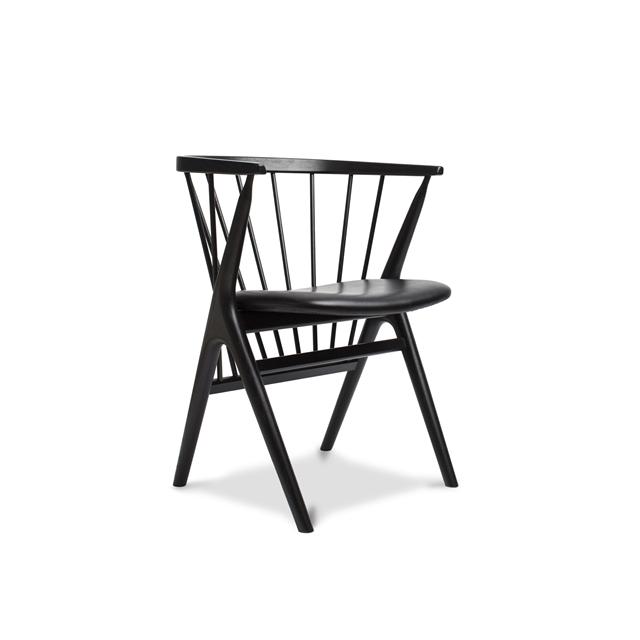 Sibast Furniture No   Spisebordsstol Sort Egetræ Og Sort Læder