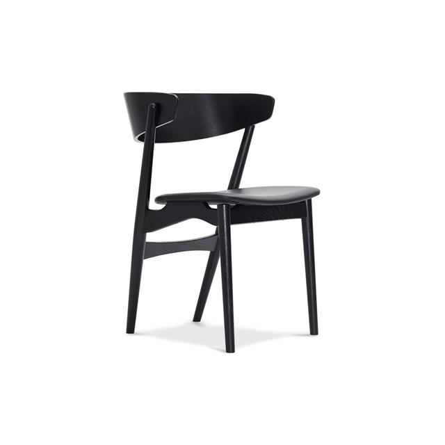 Sibast Furniture No   Spisebordsstol Sort Egetræ Og Sort Læder