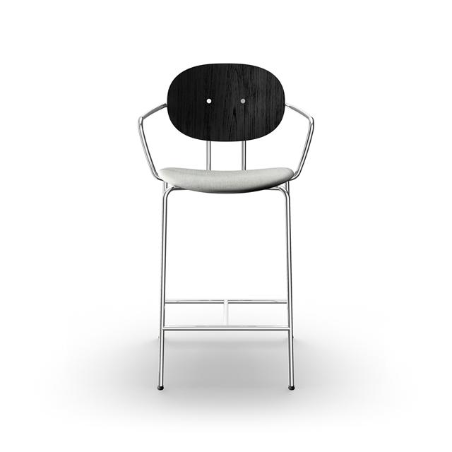 Sibast Furniture Piet Hein Barstol Krom Med Armlæn Sort Egetræ Og Remix 123