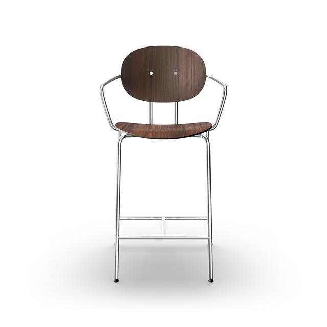 Sibast Furniture Piet Hein Barstol Krom Med Armlæn Valnød