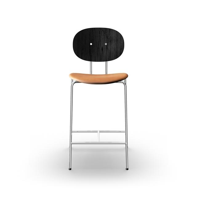 Sibast Furniture Piet Hein Barstol Krom Sort Egetræ Og Cognac Læder