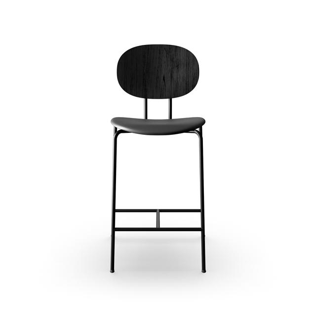 Sibast Furniture Piet Hein Barstol Sort   Sort Egetræ Og Sort Læder