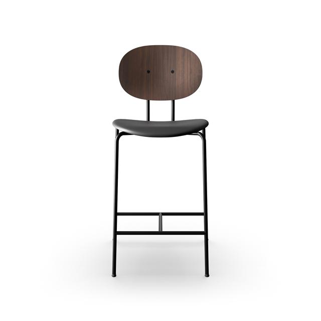 Sibast Furniture Piet Hein Barstol Sort   Valnød Og Sort Læder