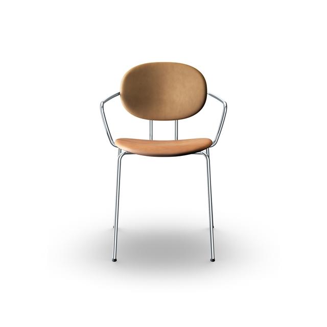 Sibast Furniture Piet Hein Spisebordsstol Krom Med Armlæn Cognac Læder
