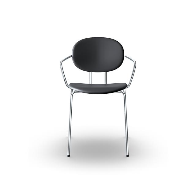 Sibast Furniture Piet Hein Spisebordsstol Krom Med Armlæn Sort Læder