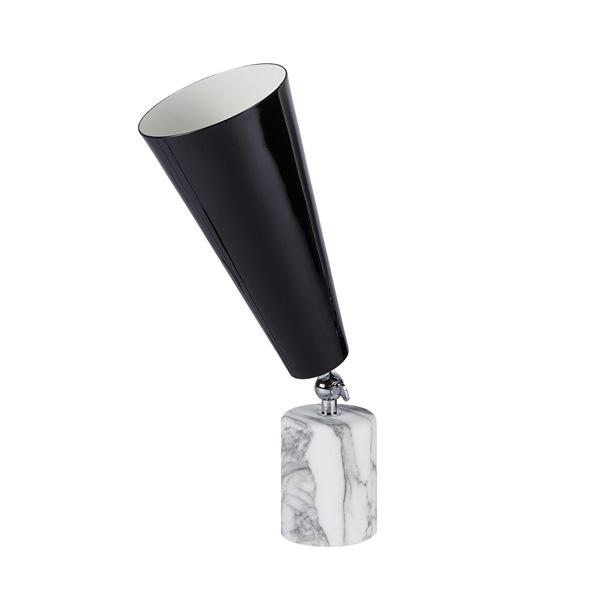 Tato Vox Bordlampe Hvid Marmor   Krom Sort Lille