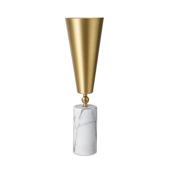 Tato Vox Bordlampe Hvid Marmor   Mat Messing Hvid Stor