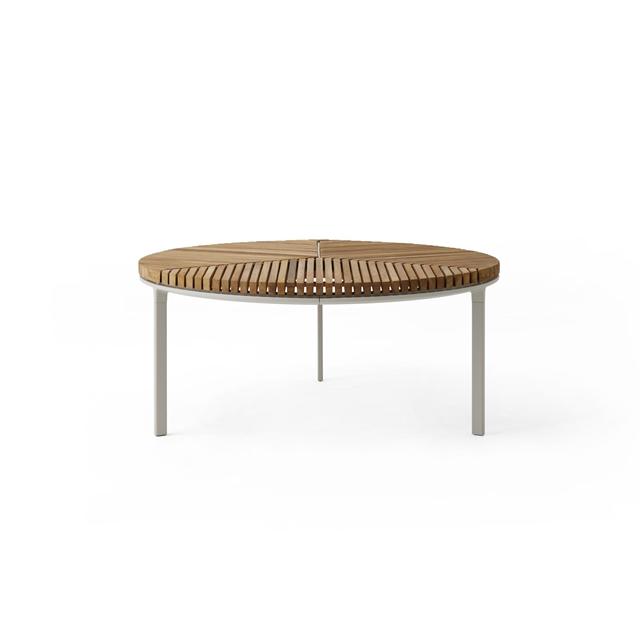 Vipp 716 Open-air Udendørs Sofabord ø90 Cm Lyse Grå Teak