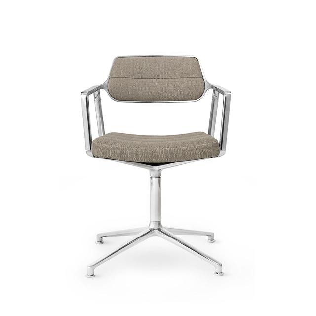 Vipp 453 Swivel Drejestol Med Gulvglidere Aluminium Mørk Sand Tekstil