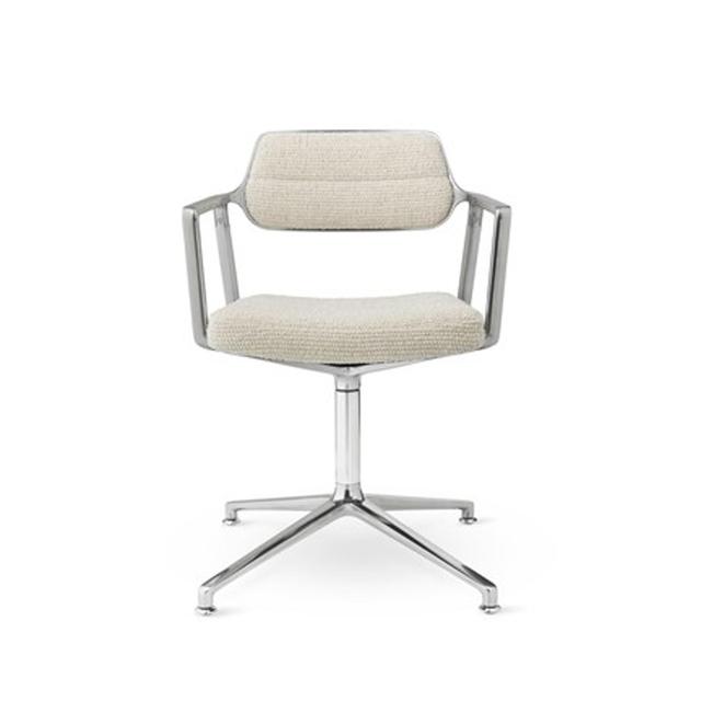 Vipp 453 Swivel Drejestol Med Gulvglidere Aluminium Wavy Off White Lysegrå