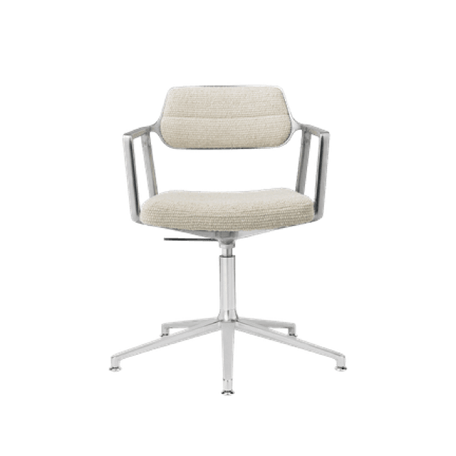 Vipp 453 Swivel  Drejestol Med Gulvglidere Aluminium Wavy Off White Lysegrå