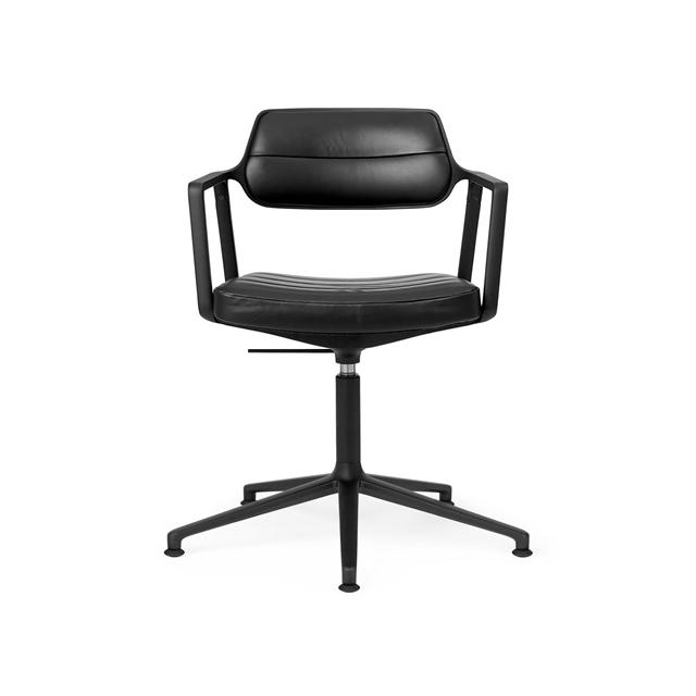 Vipp 453 Swivel  Drejestol Med Gulvglidere Sort Sort Læder