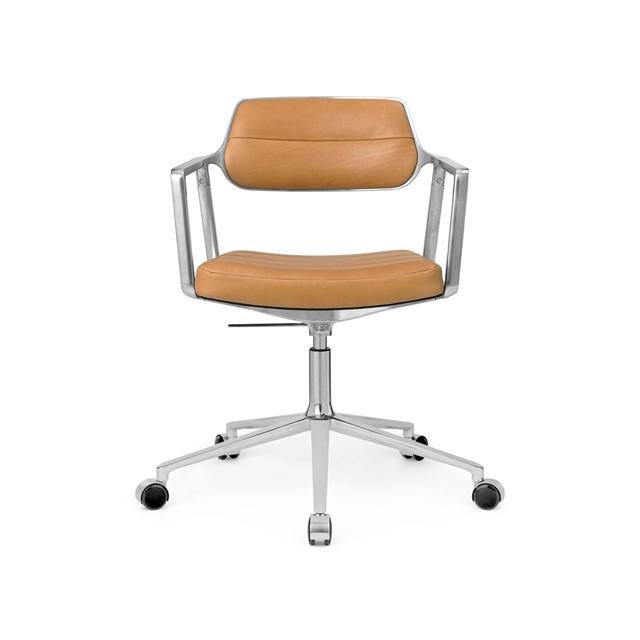 Vipp 453 Swivel  Drejestol Med Hjul Aluminium Kamel Læder