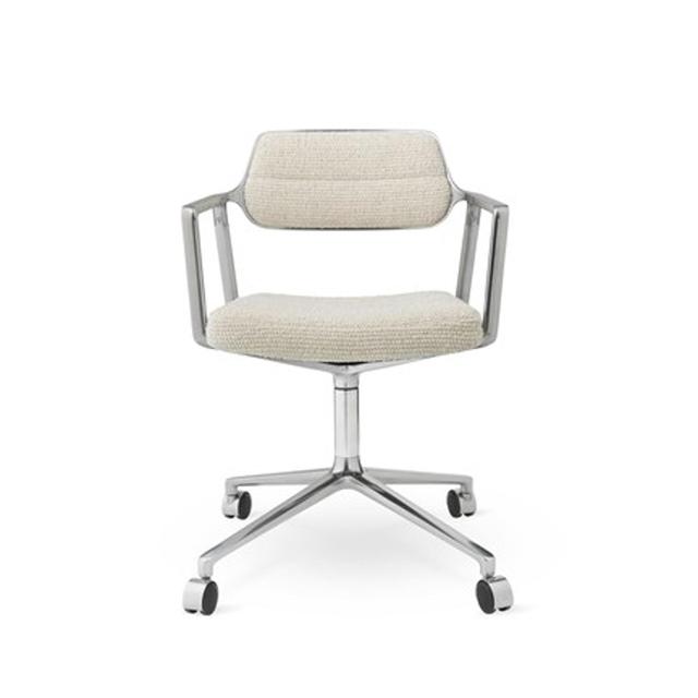 Vipp 453 Swivel Drejestol Med Hjul Aluminium Wavy Off White Lysegrå