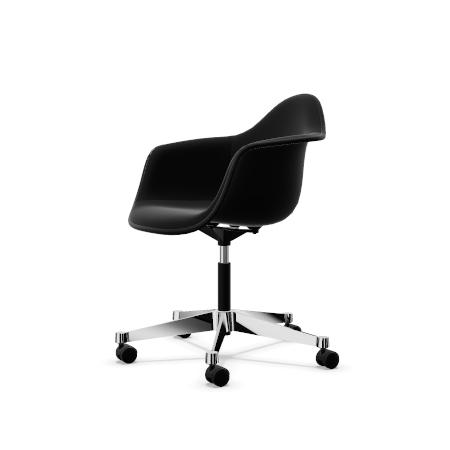 Vitra Eames Plastic Pacc Kontorstol Med Swivel Fuldt Polstret Sort Hoopsak F60