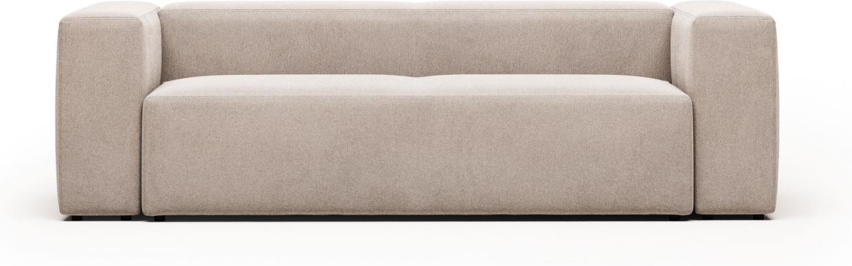 -personers Sofa Kave Home Blok Beige Polstret Stof Nordisk Design Pletbestandig Bæredygtig