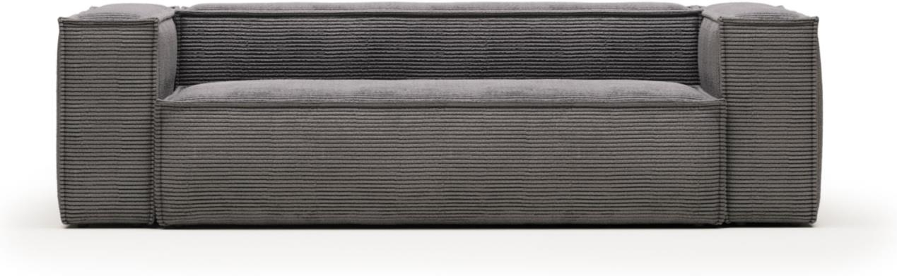 -personers Sofa Kave Home Blok Grå Corduroy Polstret Stof 240x100x69 Cm