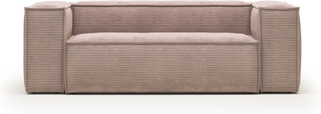 -personers Sofa Kave Home Blok Lyserød Velour Nordisk Vintage 210x100x69 Cm