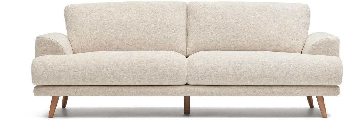 -personers Sofa Kave Home Karin   Beige Chenille    Aftageligt Betræk  Valnødben  L231ã D97ã H92 Cm