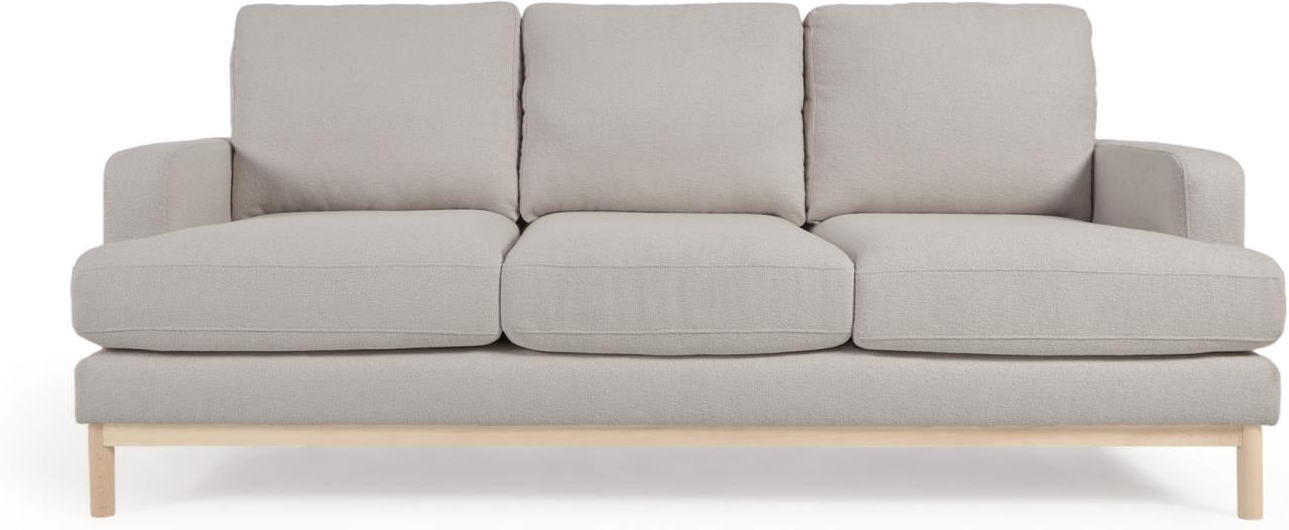 -personers Sofa Kave Home Mihaela   Grå Stof  Aftagelige Betræk  Nordisk Design  203x95x88 Cm
