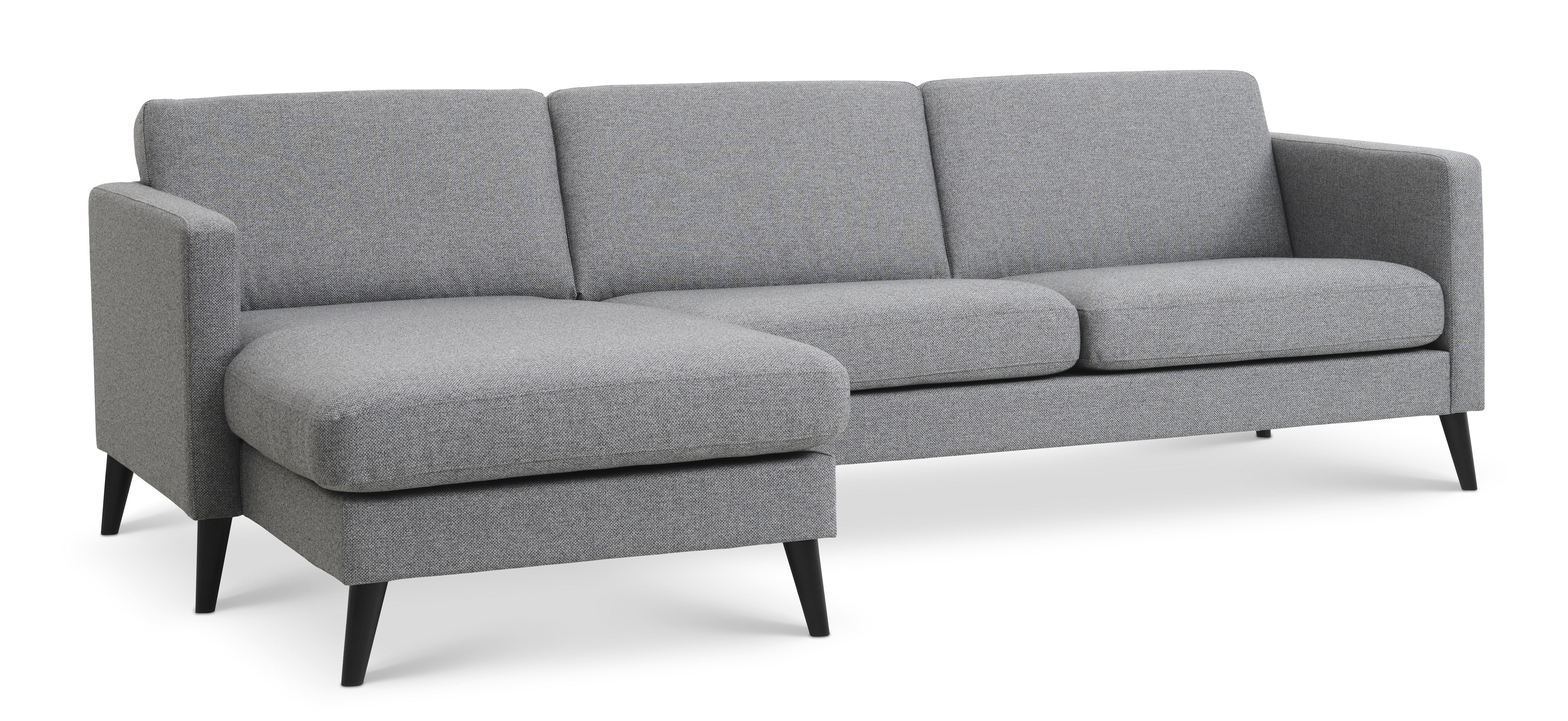 Ask Sæt 51 3d Sofa     Chaiselong Lys Granitgrå Polyester Stof Og Sort Træ