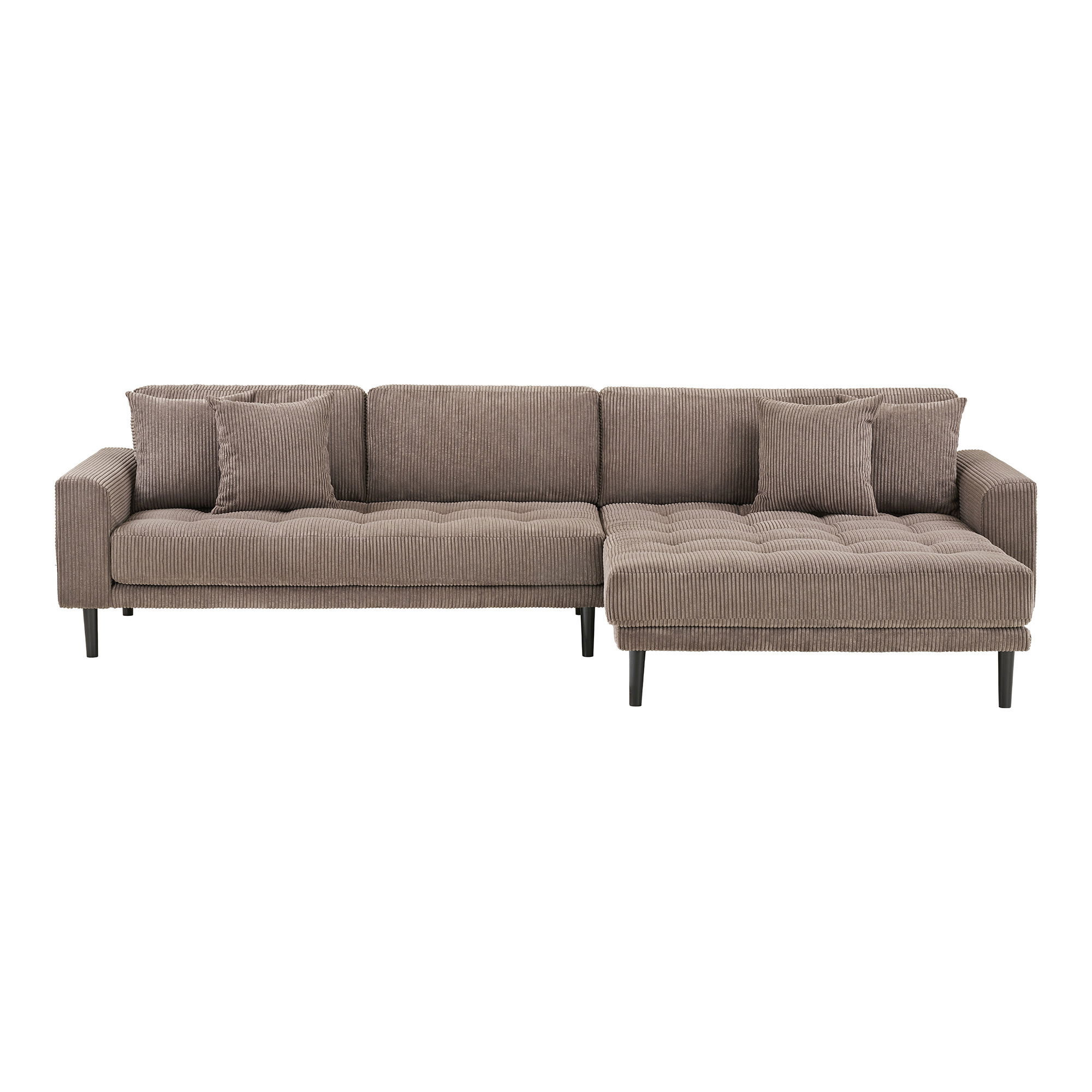 House Nordic Lido Loungesofa  Højre Chaiselong       Puder Brun Fløjl Og Sort Bøg