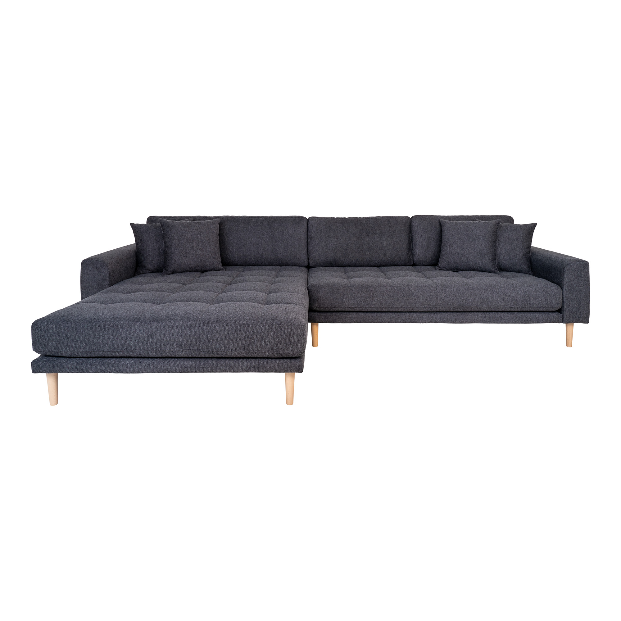 House Nordic Lido Loungesofa  Venstre Chaiselong       Puder Mørkegrå Polyester Og Natur Bøg