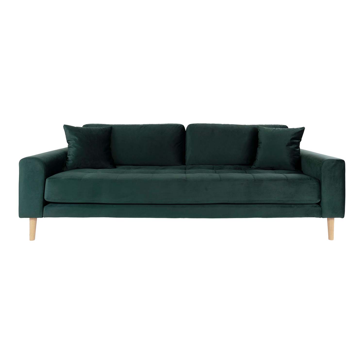 House Nordic Lido   Pers Sofa Mørkegrøn Velour Og Natur Træ