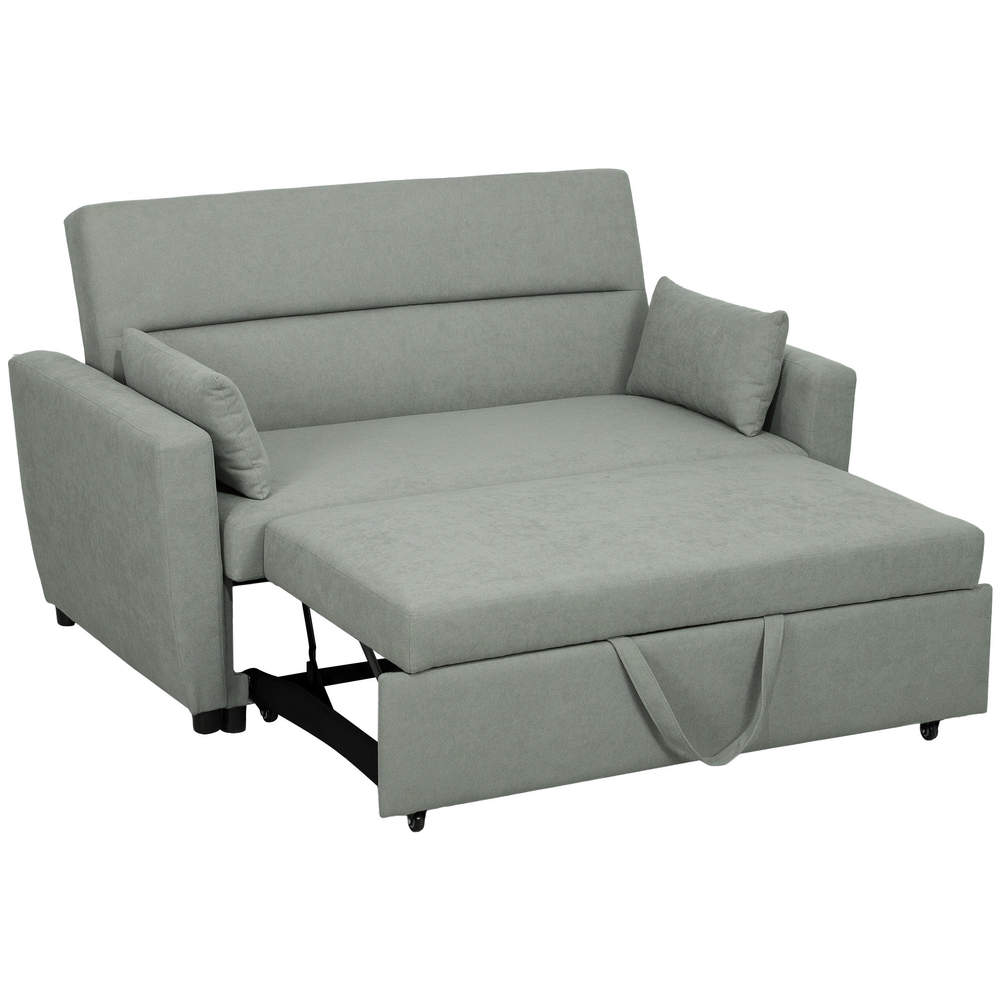 -personers Sofa Med Sengefunktion  Justerbar Ryglæn  Polstret Sofa  Fløjlslook  Til Stue  Soveværelse  Lysegrå