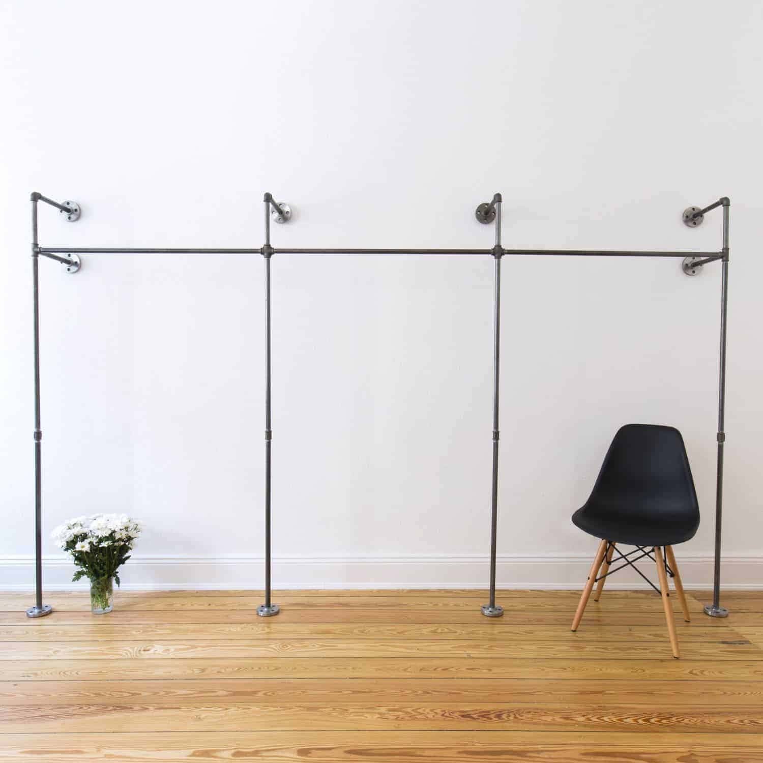 åben Garderobe    Triple High  B300xh190xd30cm  Fås   Sort Og Sølvfarve
