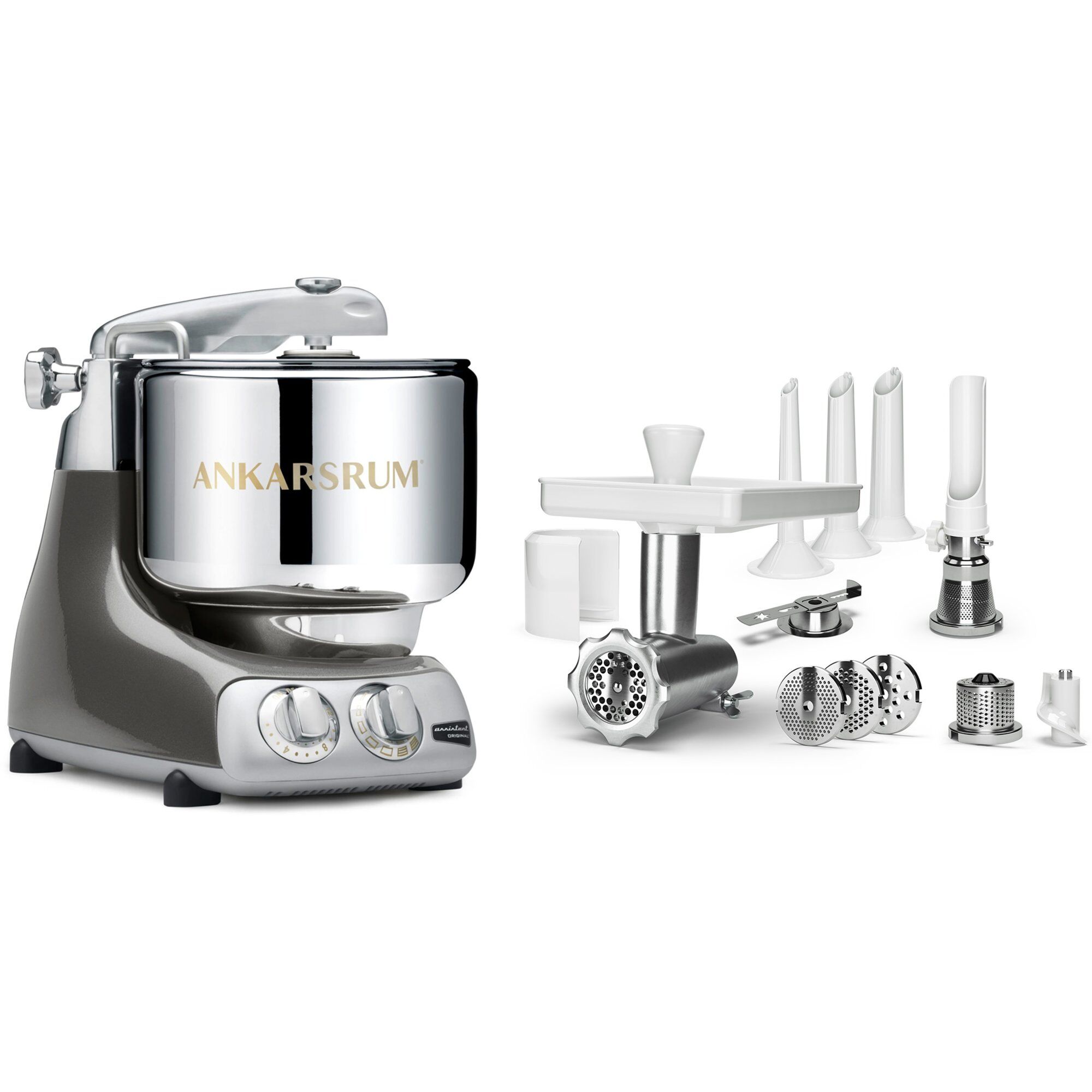 Assistent Akm 6230 Røremaskine   Komplet Kødhakker  Black Chrome