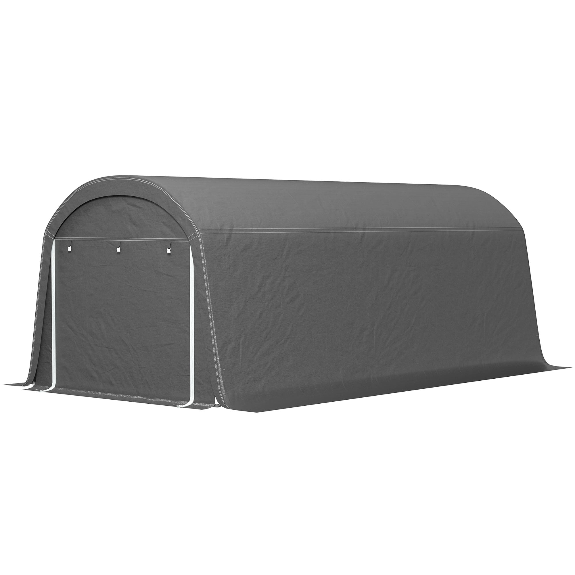 Haveskur Med Plastikpresenning  Værktøjstelt Og Aftagelig Garage  300b   600d   230h Cm  Mørkegrå