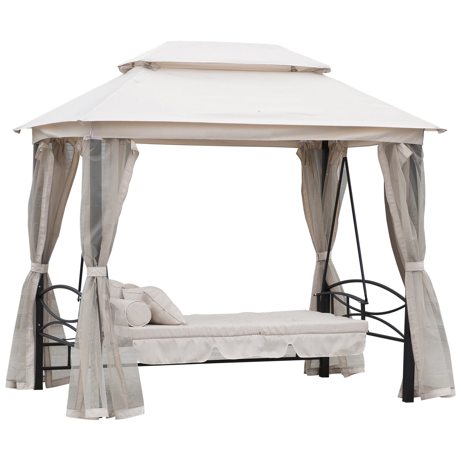 Hollywood Gynge  Havegynge Med Sidepaneler   -personers  Beige  256   172   248 Cm