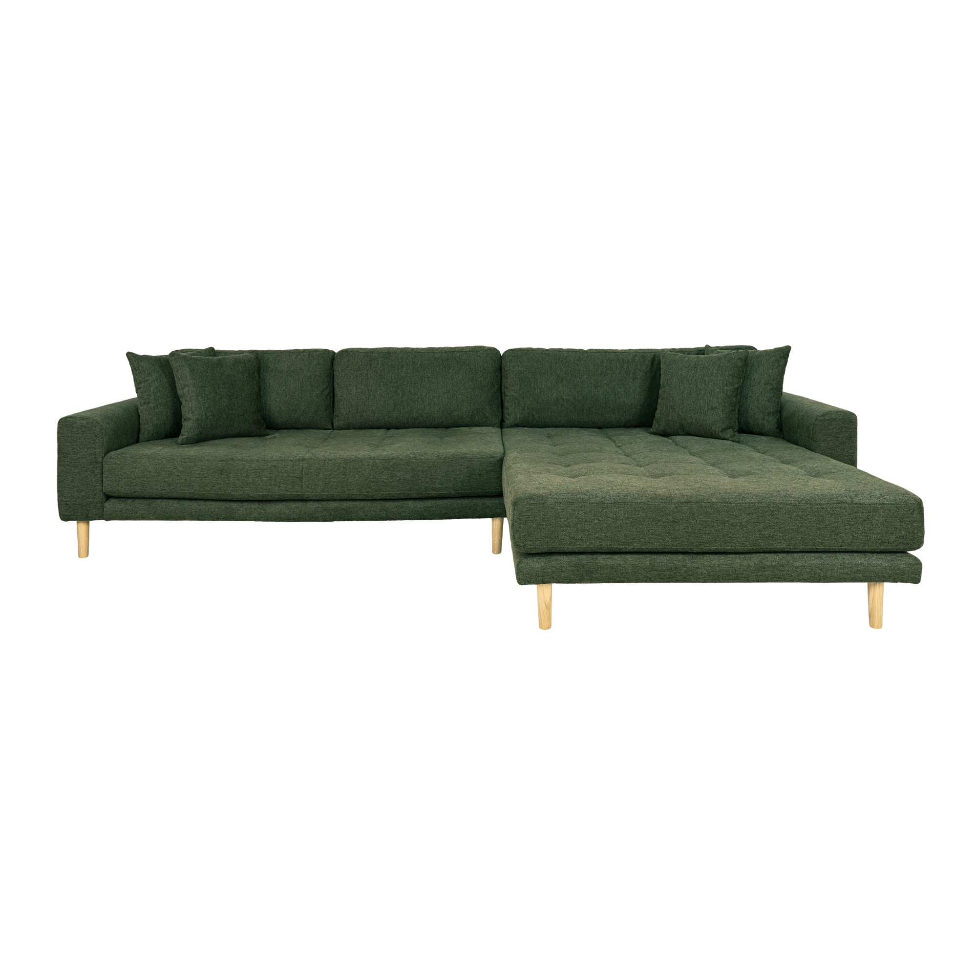House Nordic Lido Loungesofa  Højre Chaiselong       Puder Olivengrøn Polyester Og Egetræ