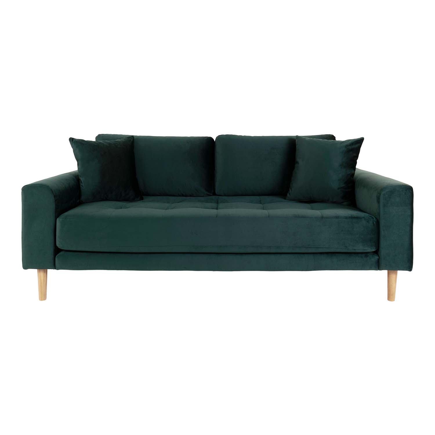 House Nordic Lido     Pers Sofa Mørkegrøn Velour Og Natur Træ