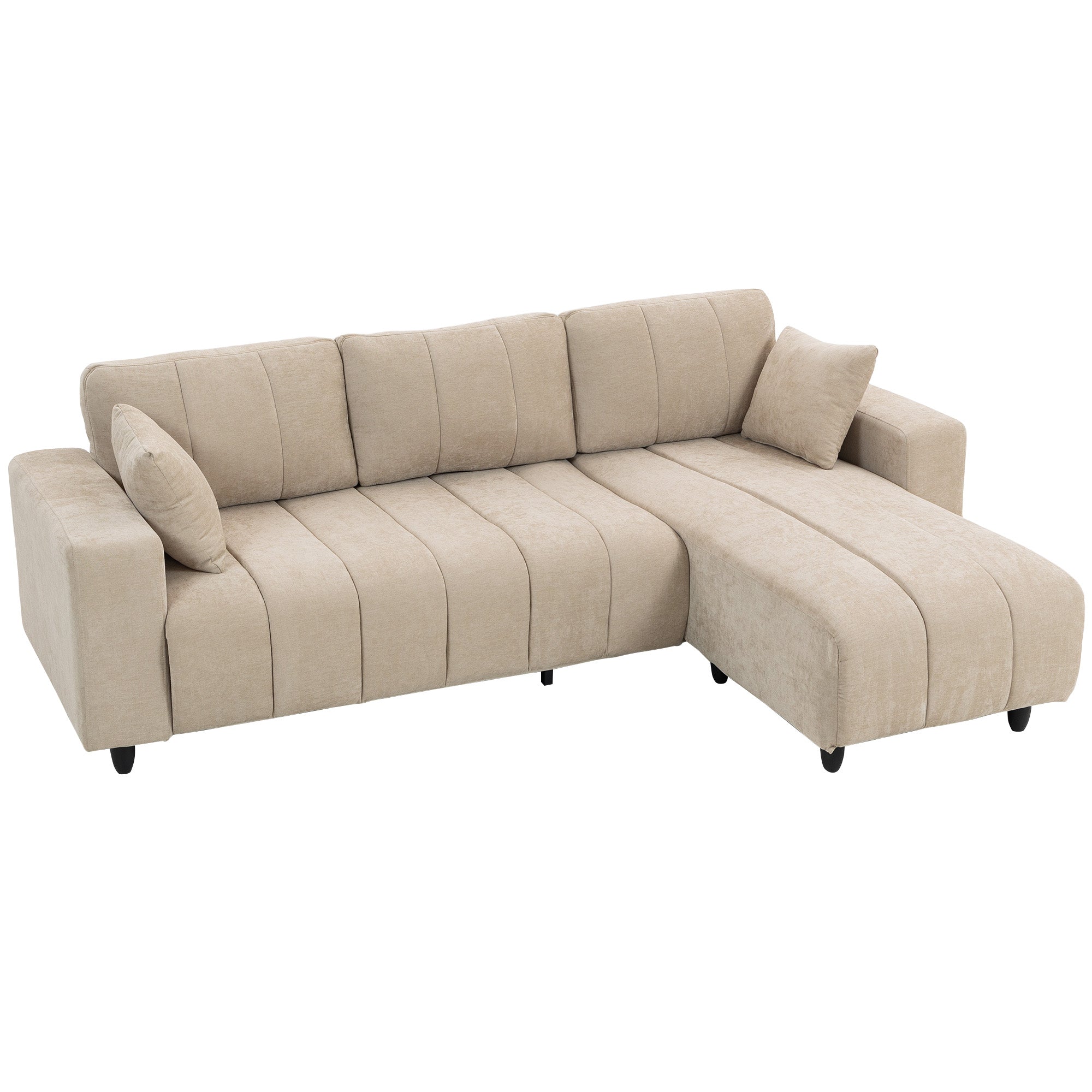 -formet Hjørnesofa Med Fleksibel Chaiselong   -personers Sofa Med   Hynder  Metalstel  Til Stue  Beige