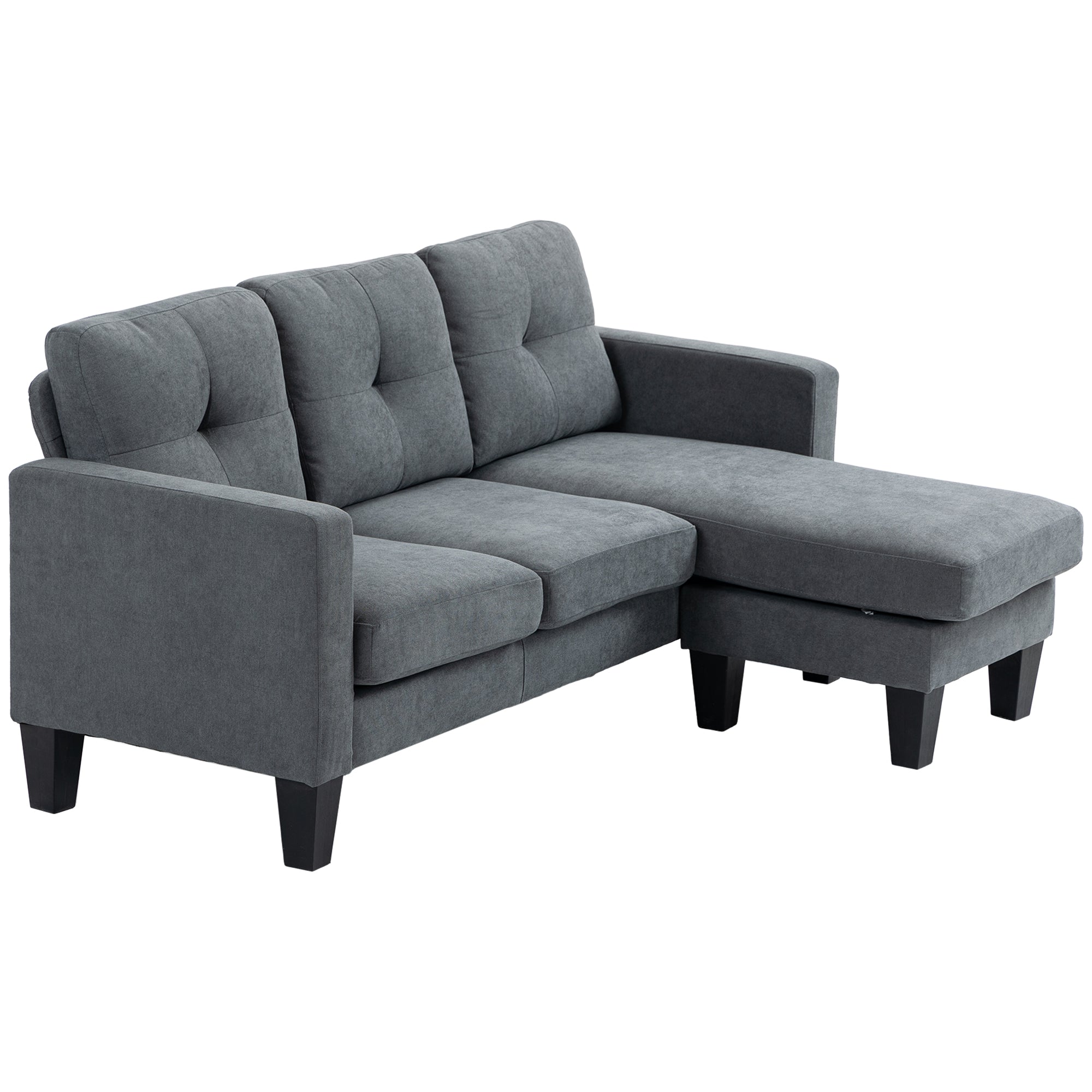 -formet Hjørnesofa Med Vendbar Chaiselong  Polstret Sofa  Mørkegrå