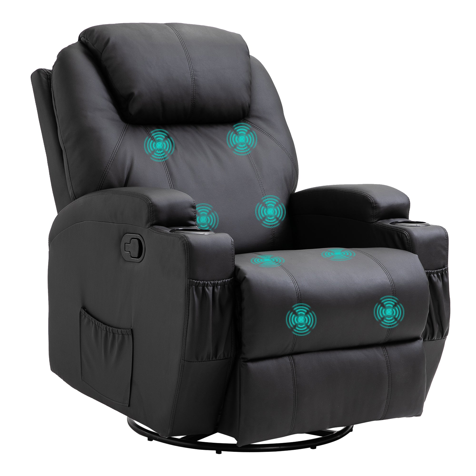Massagestol Elektrisk Afslappende Stool Tv-stol Massagefunktion   Massagetilstande Lænefunktion Kunstlæder Træ Metal Skum Sort 84   92   109 Cm