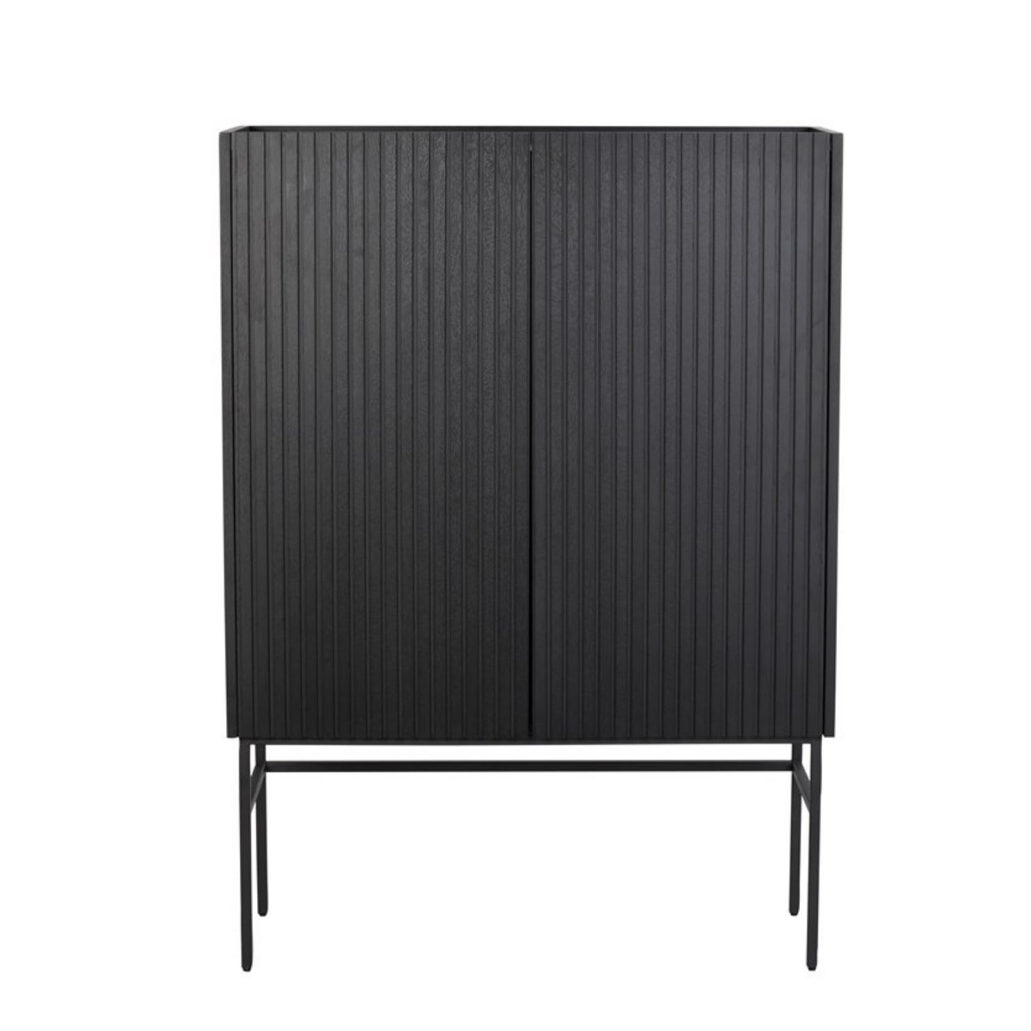 Rowico Lancaster Skab       Låger Sort Træ Og Sort Metal  100x40