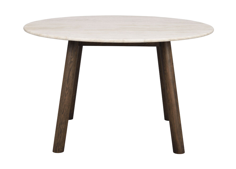 Rowico Taransay Spisebord  Rund Beige Travertin Og Brun Eg  ø125