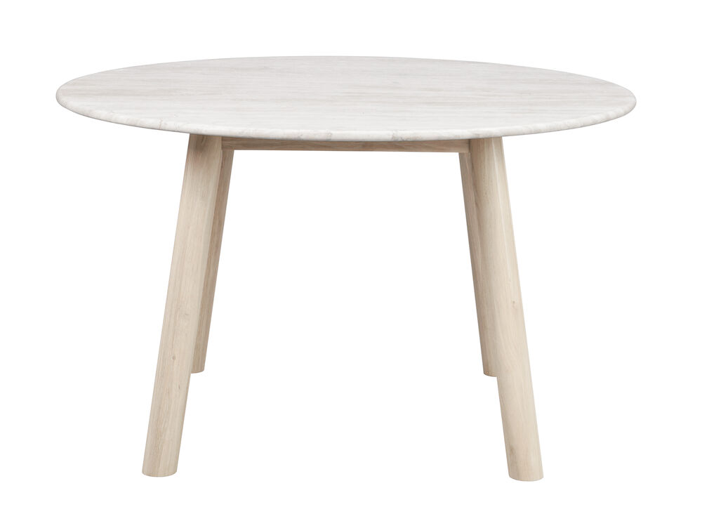 Rowico Taransay Spisebord  Rund Beige Travertin Og Hvidvasket Eg  ø125