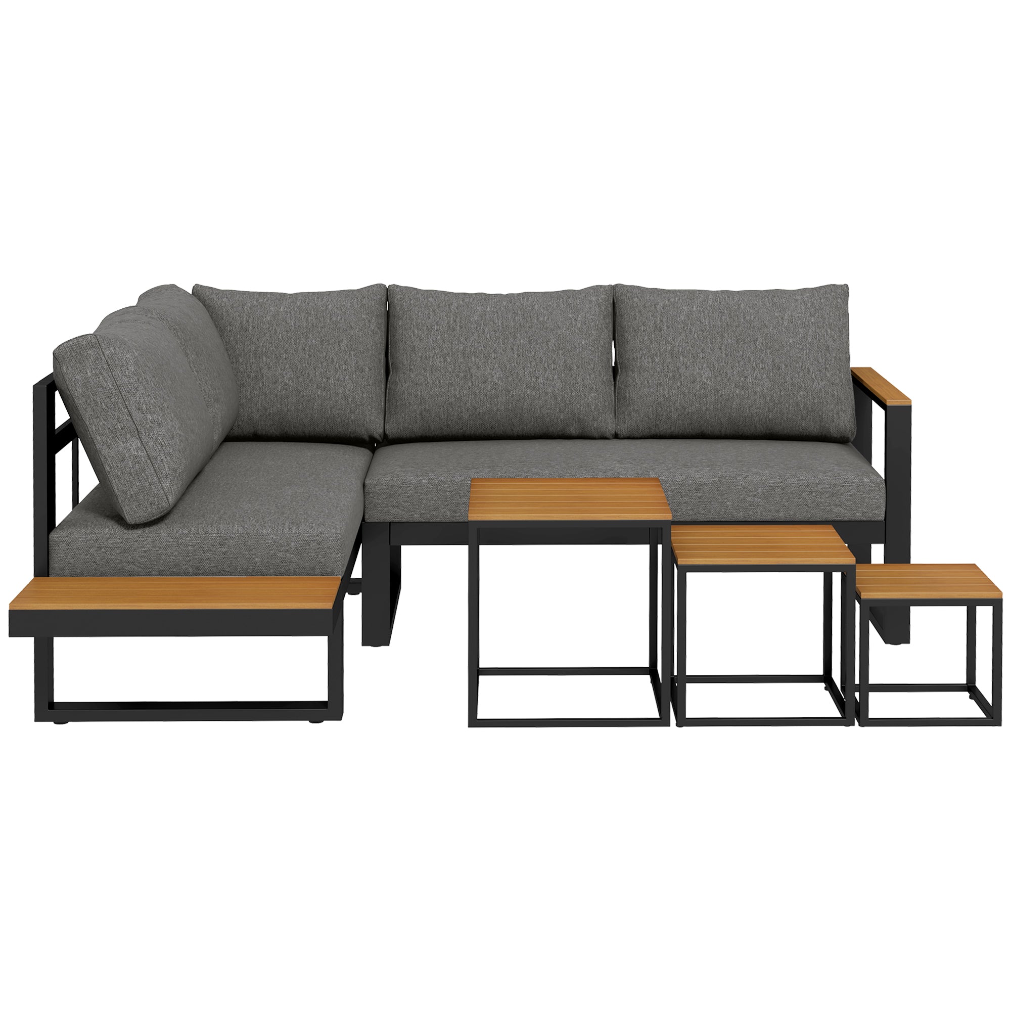 Udendørs Siddegruppe   -delt Loungemøbelsæt  Havemøbelsæt  148 Cm   61 Cm   71   Cm  Grå   Natur