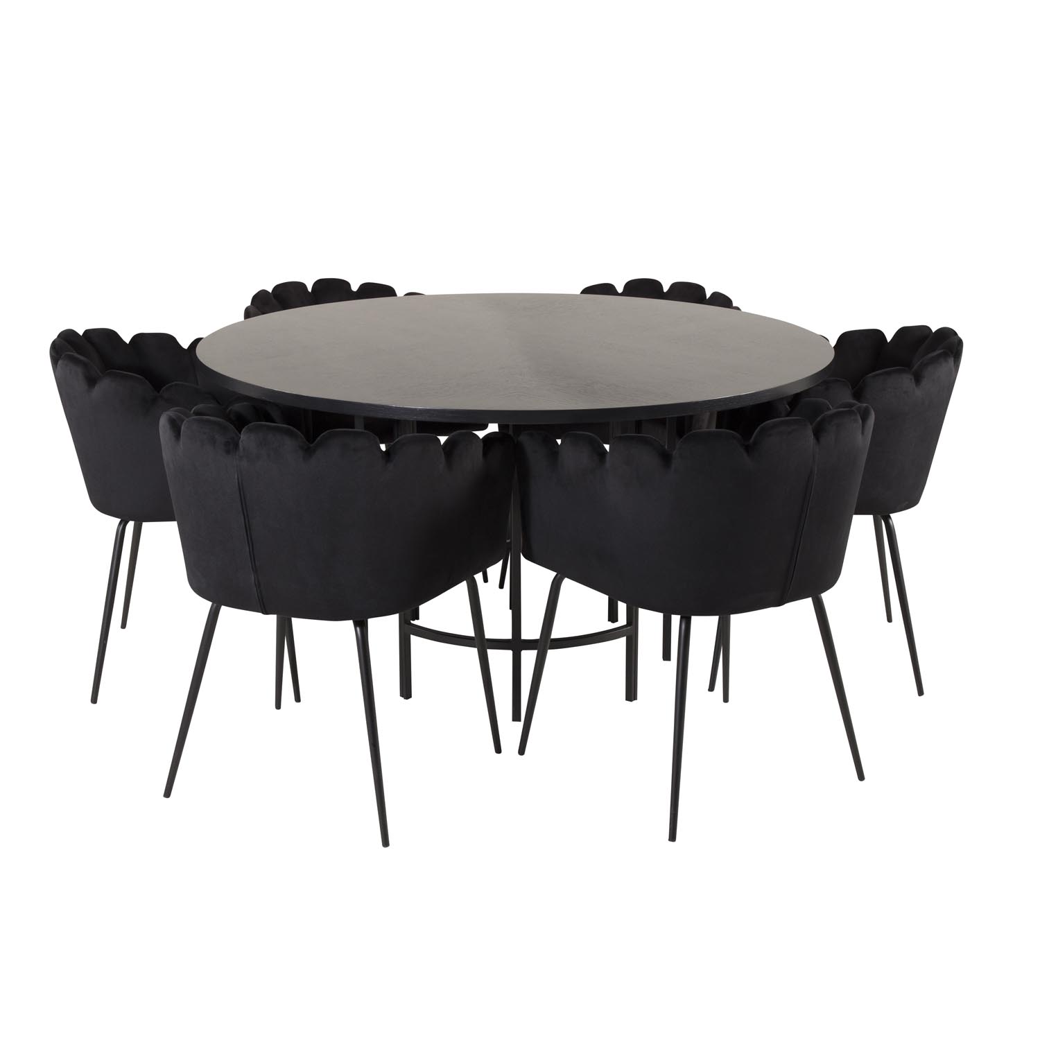 Venture Design Copenhagen Spisebordssæt       Stole Sort Finer Sort Metal Og Sort Fløjl Sort Metal