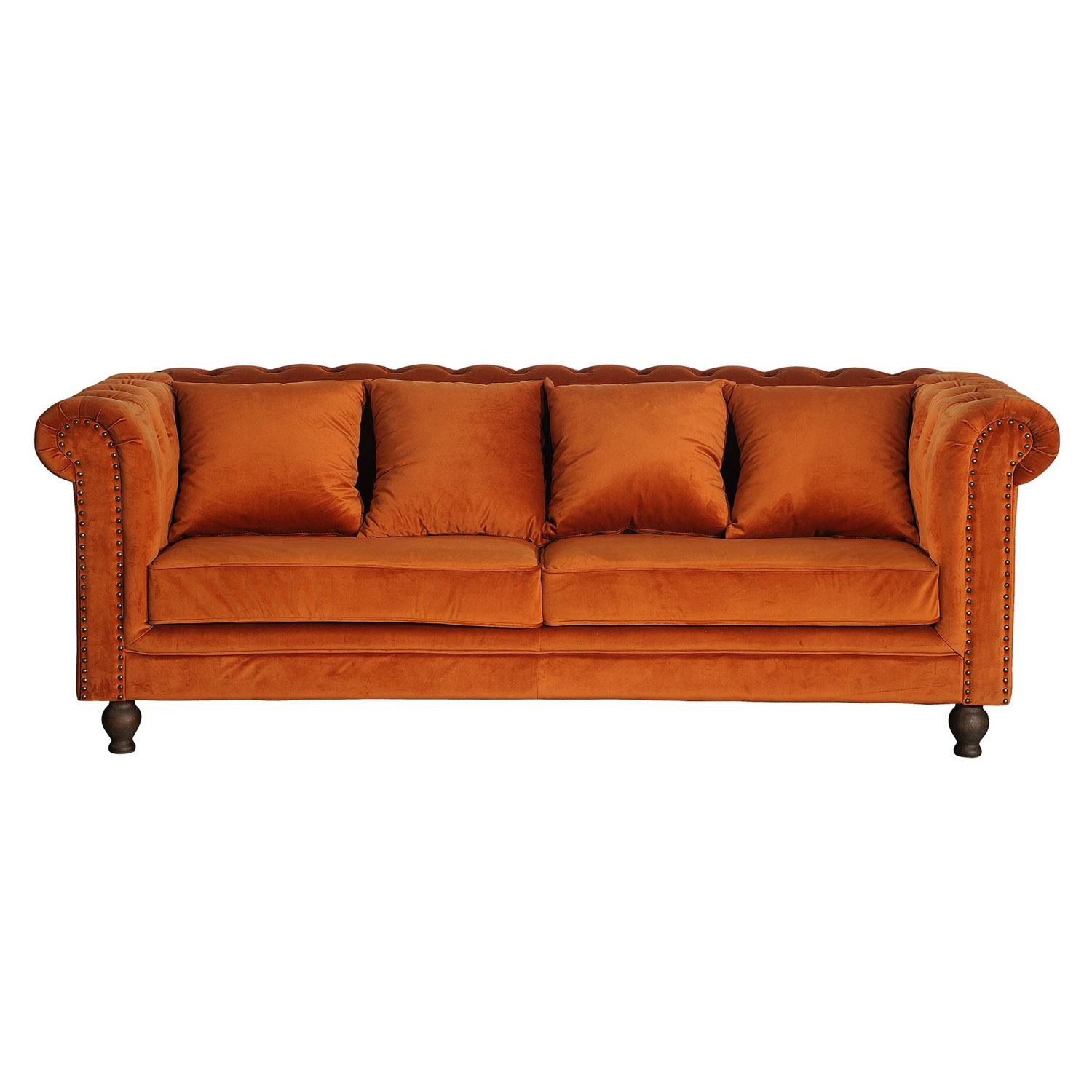 Venture Design Velvet   Pers  Sofa Orange Velour Og Træ