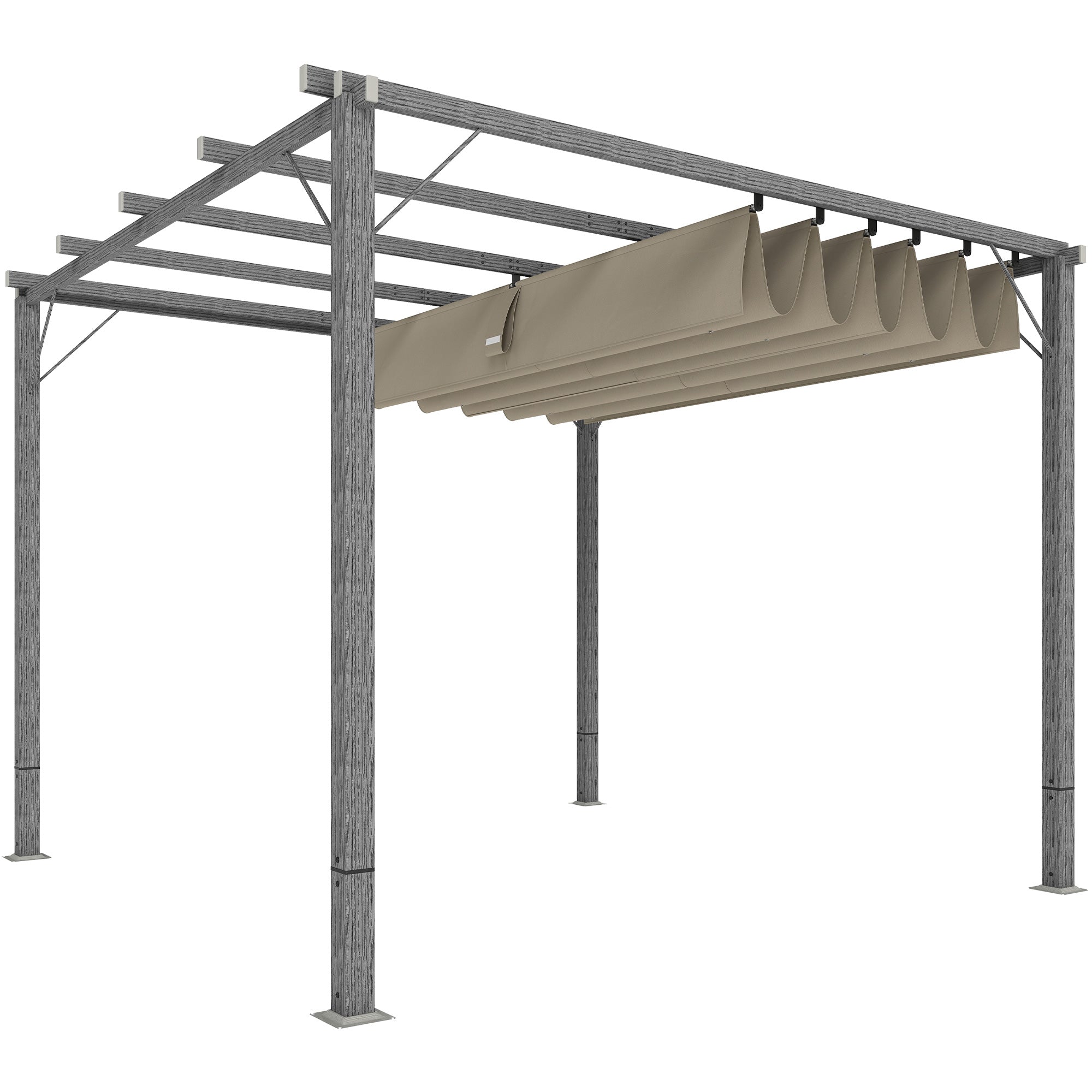 Havepergola  Justerbart Terrassetag  Aluminiumsramme  Upf 30  Solbeskyttelse  Grå