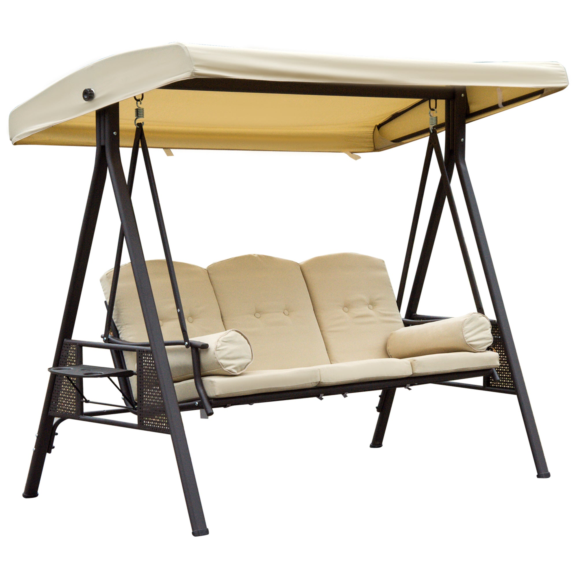 -personers Hollywood Gyngestol Med Solsejl  Beige Og Brun  121   208   172 Cm