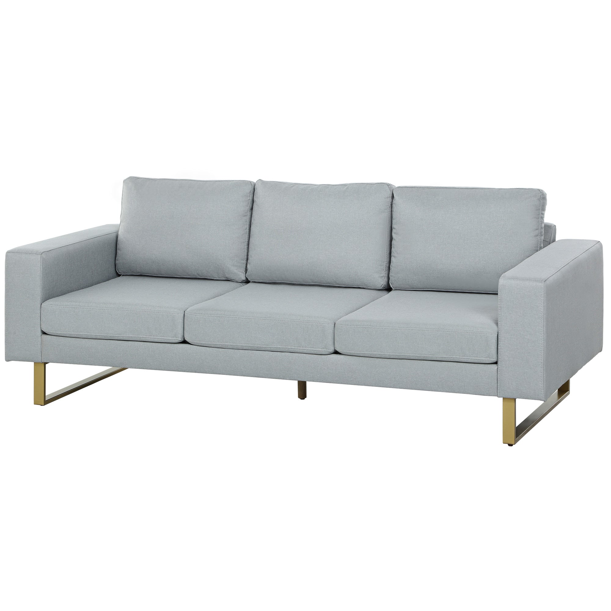-personers Sofa  Sofa Med Massivt Træstel  Metalben  Enkelt Design  Lysegrå