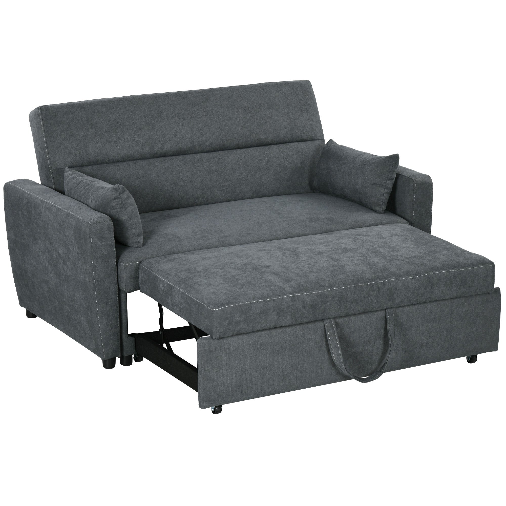 -personers Sovesofa  Udklappelig  Op Til 200 Kg  Træramme  155   90   88   Cm  Mørkegrå