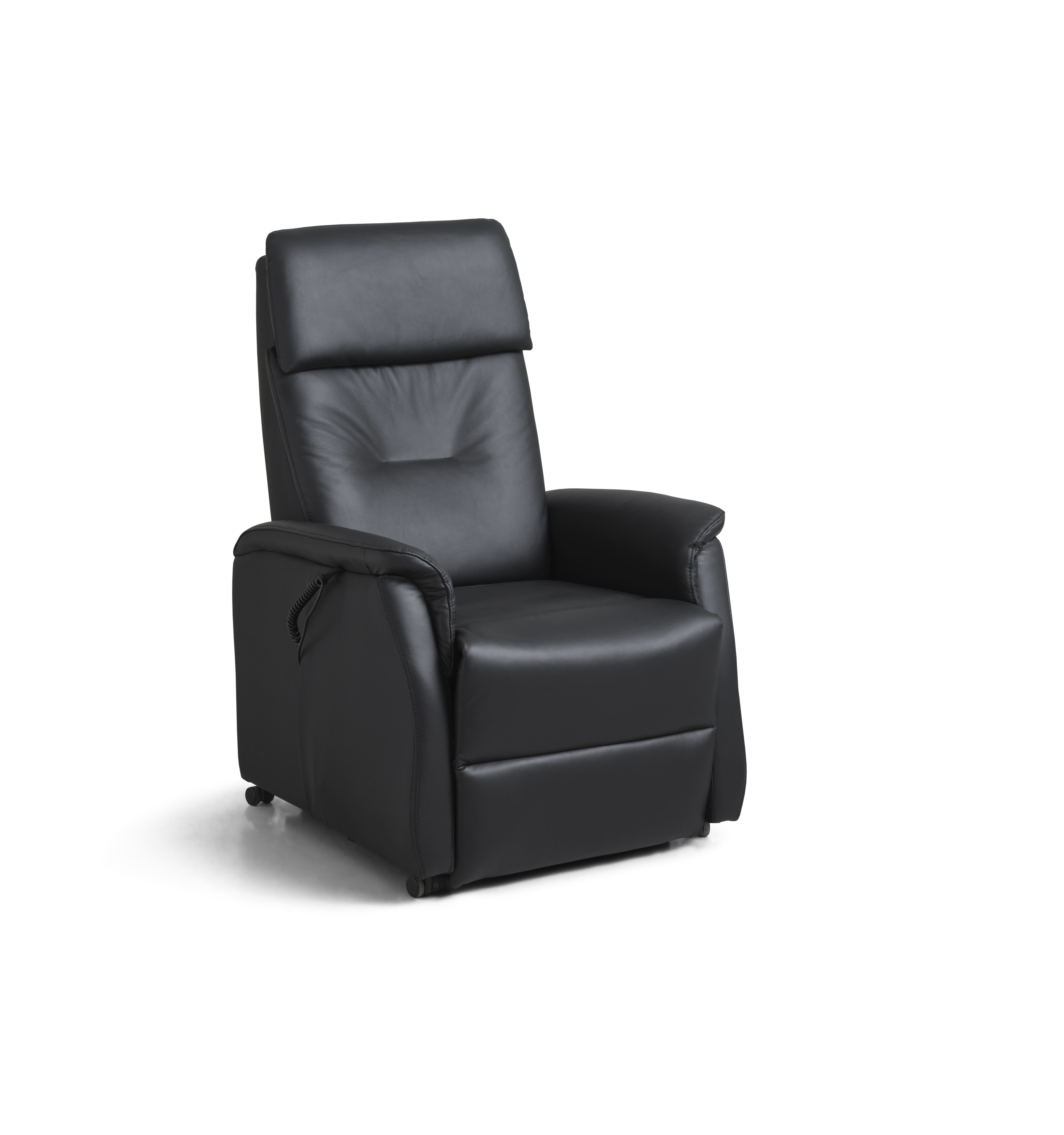 Alexander Recliner Lænestol    Motors Sort Kunstlæder Og Hjul