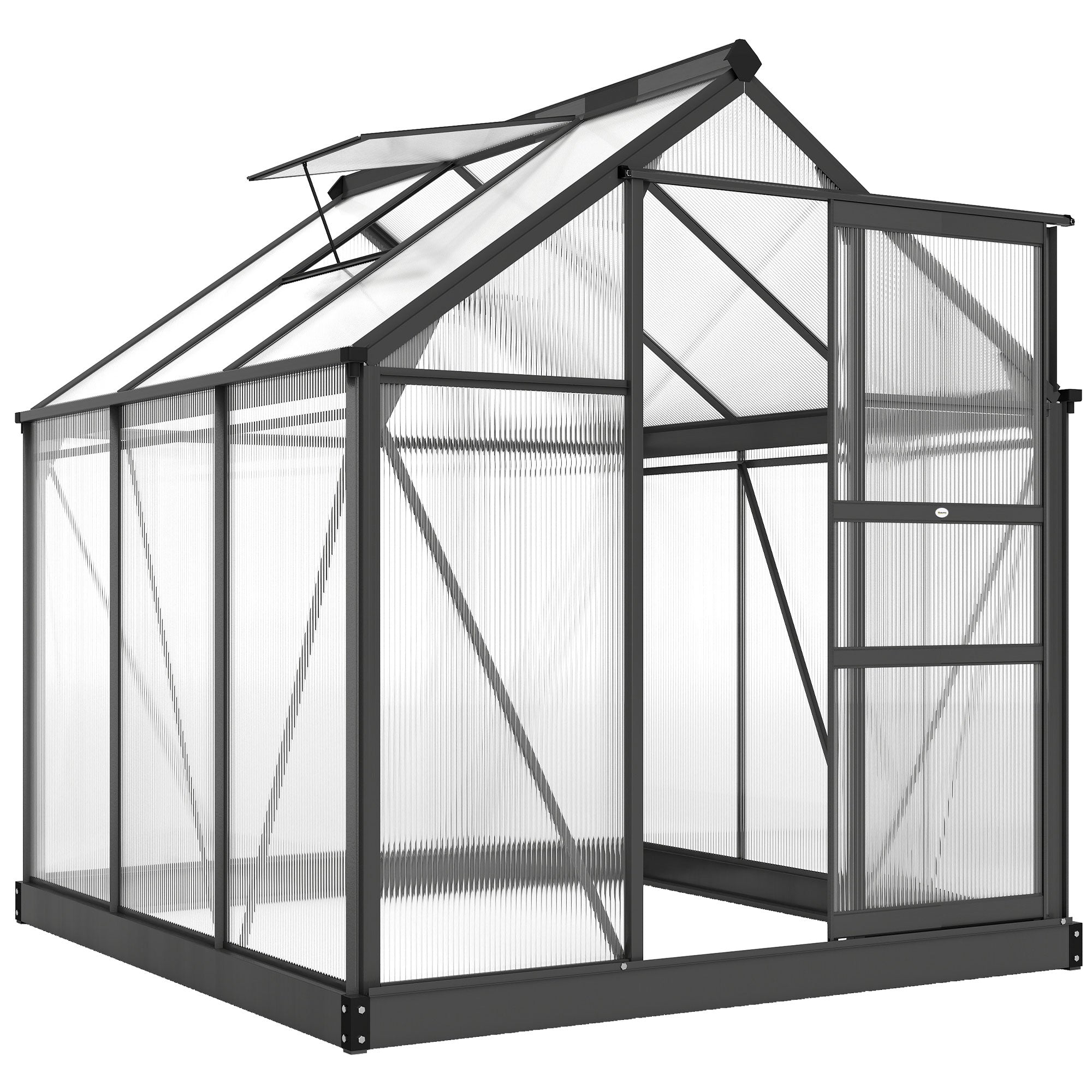 Aluminiumsdrivhus   65mâ  190x192x201cm Med Fundament  Tagvindue  Skydedør    Mm Paneler  Uv-bestandig